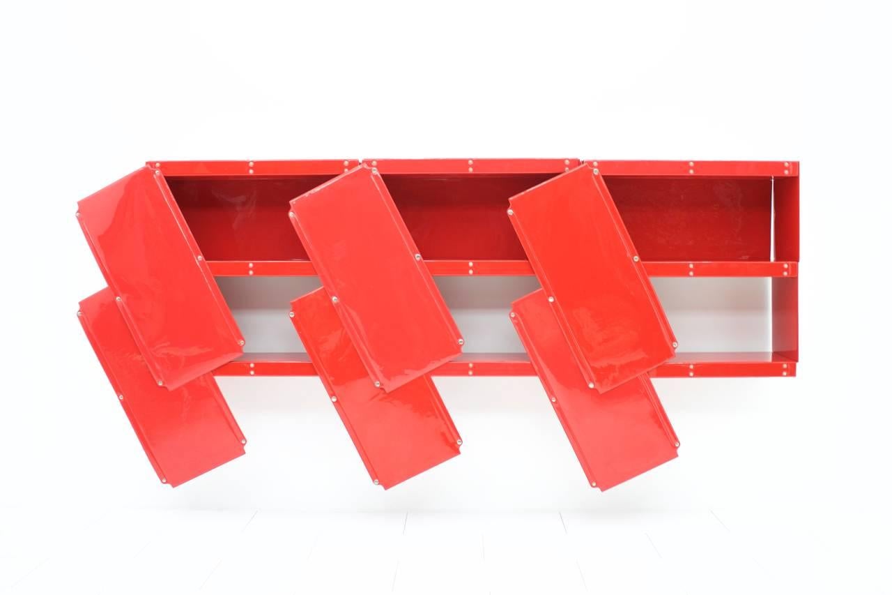Rare Otto Zapf Red Plastic Shelf System, Germany, 1971, Indesign im Zustand „Gut“ in Frankfurt / Dreieich, DE