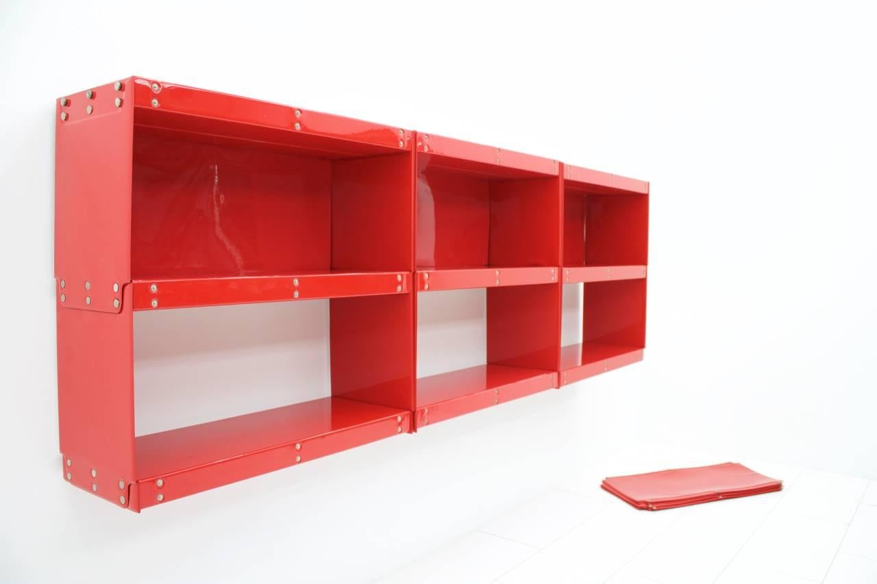 Rare Otto Zapf Red Plastic Shelf System, Germany, 1971, Indesign (Metall)
