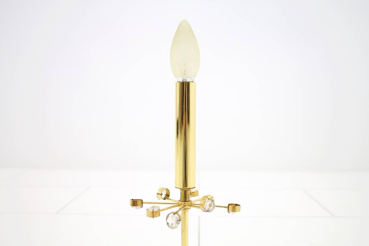 Palwa Table Lamp with Crystal Glass and Gilded Brass Germany, 1960s In Good Condition For Sale In Frankfurt / Dreieich, DE