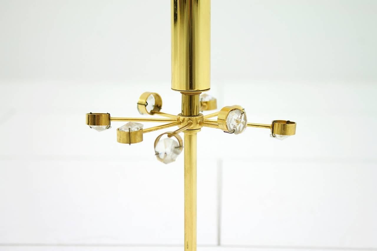 Palwa Table Lamp with Crystal Glass and Gilded Brass Germany, 1960s For Sale 1