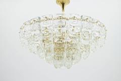 Large Five Tiers Gilded Glass Chandelier, 1960s