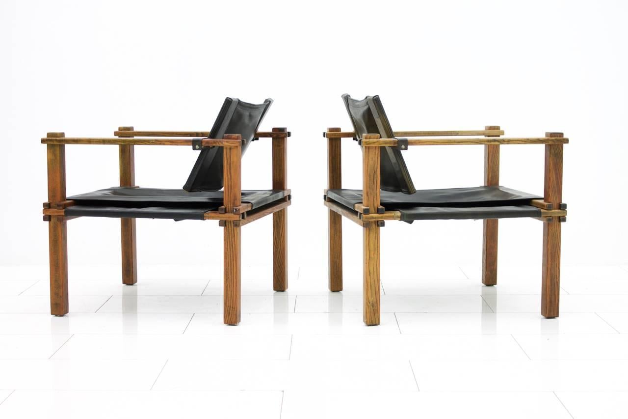 Mid-20th Century Pair of Safari Lounge Chairs by Gerd Lange, Germany 1960s
