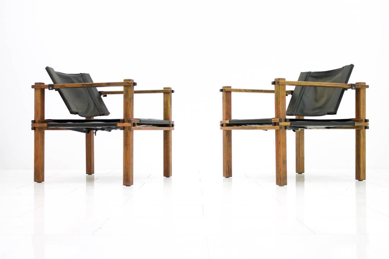 Mid-Century Modern Pair of Safari Lounge Chairs by Gerd Lange, Germany 1960s