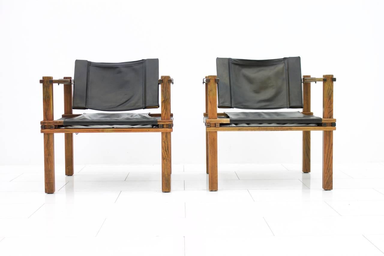 Pair of Safari Lounge Chairs by Gerd Lange, Germany 1960s In Good Condition In Frankfurt / Dreieich, DE