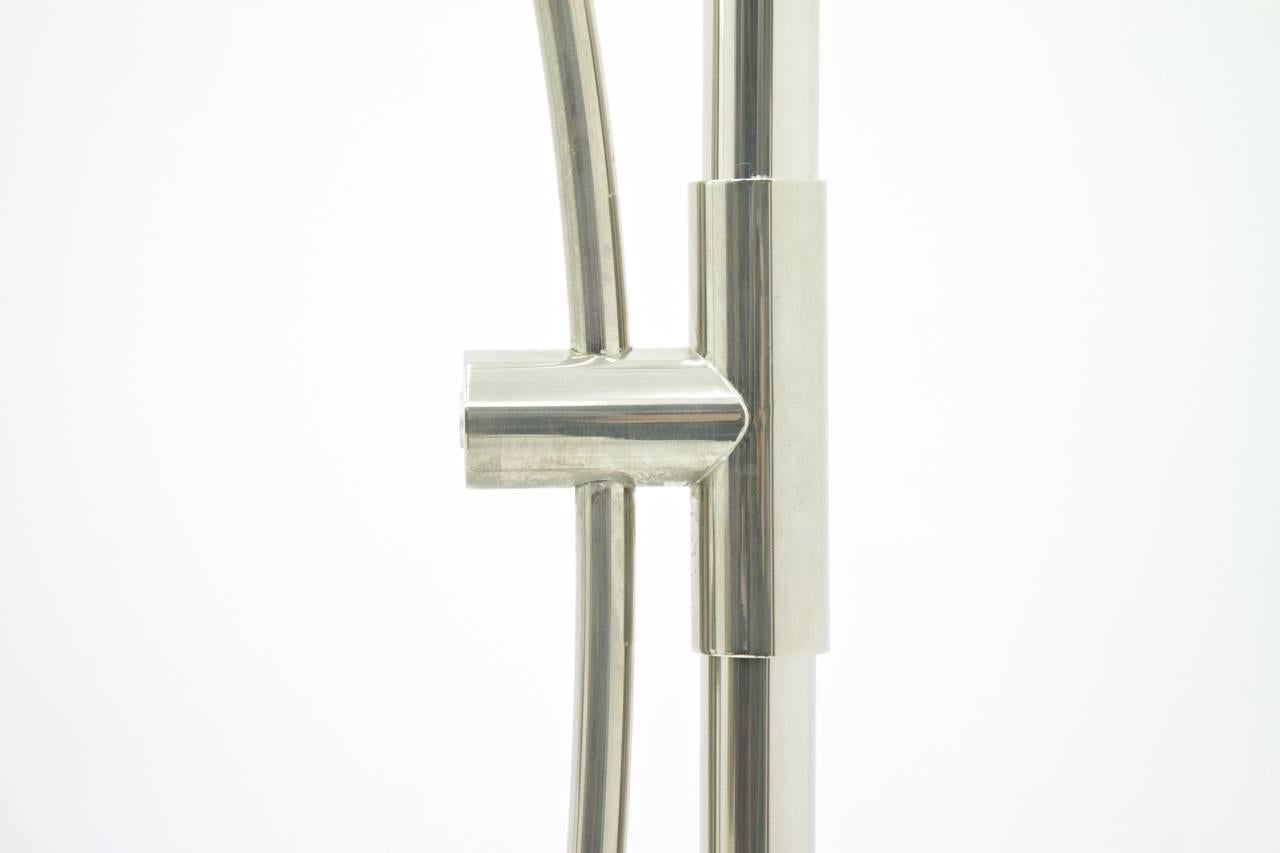 Mid-Century Modern Silver Ceiling to Floor Lamp with Adjustable Arc by Florian Schulz, 1970s For Sale