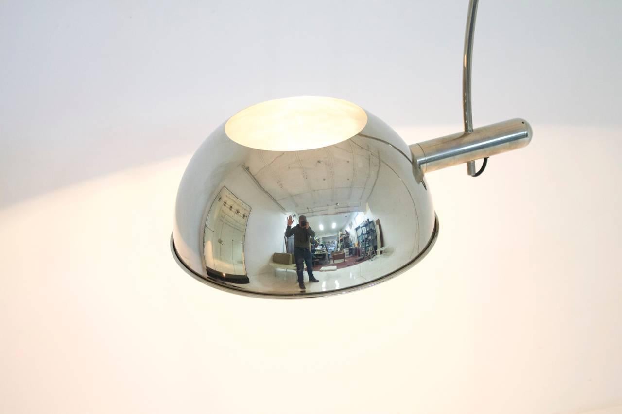Silver Ceiling to Floor Lamp with Adjustable Arc by Florian Schulz, 1970s For Sale 2