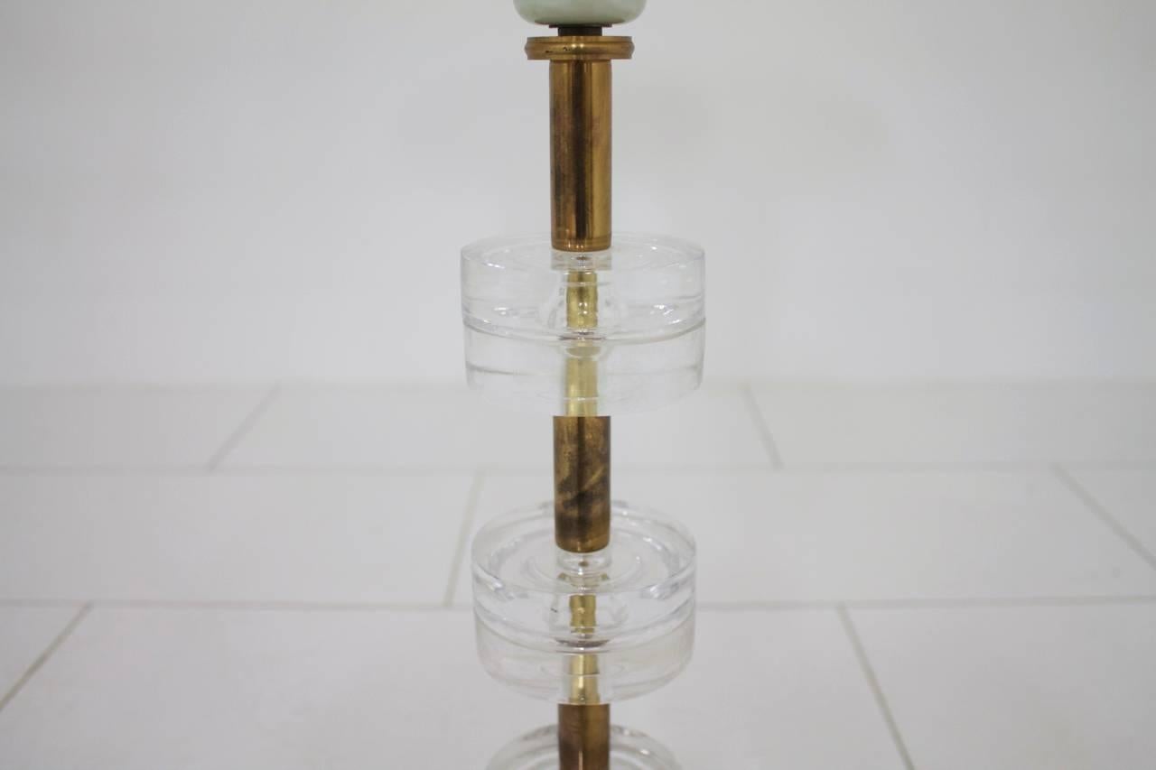 Scandinavian Modern Brass and Glass Table Lamp by Luxus Sweden, circa 1960s For Sale