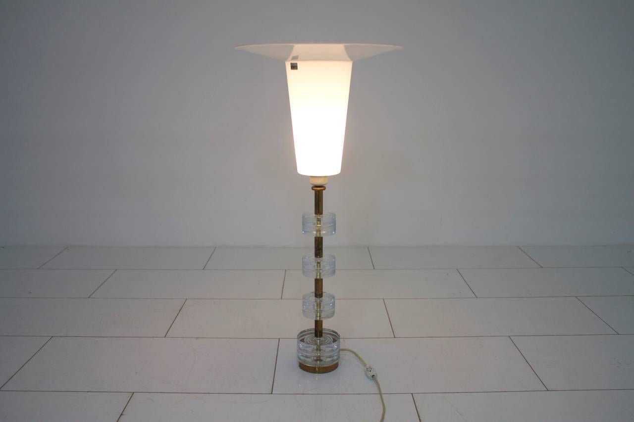 Brass and Glass Table Lamp by Luxus Sweden, circa 1960s For Sale 2