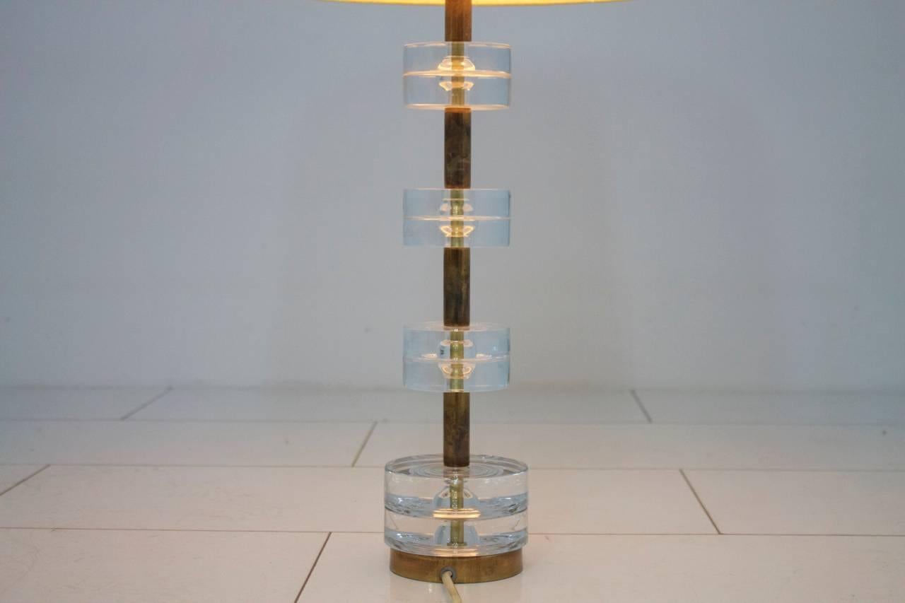 Brass and Glass Table Lamp by Luxus Sweden, circa 1960s For Sale 1