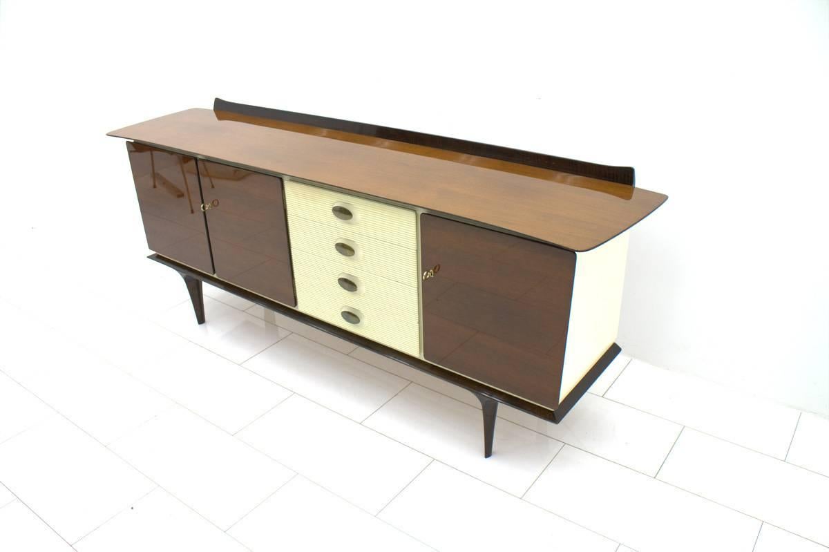 Mid-Century Modern Mahogany and Brass Sideboard, Germany 1950s