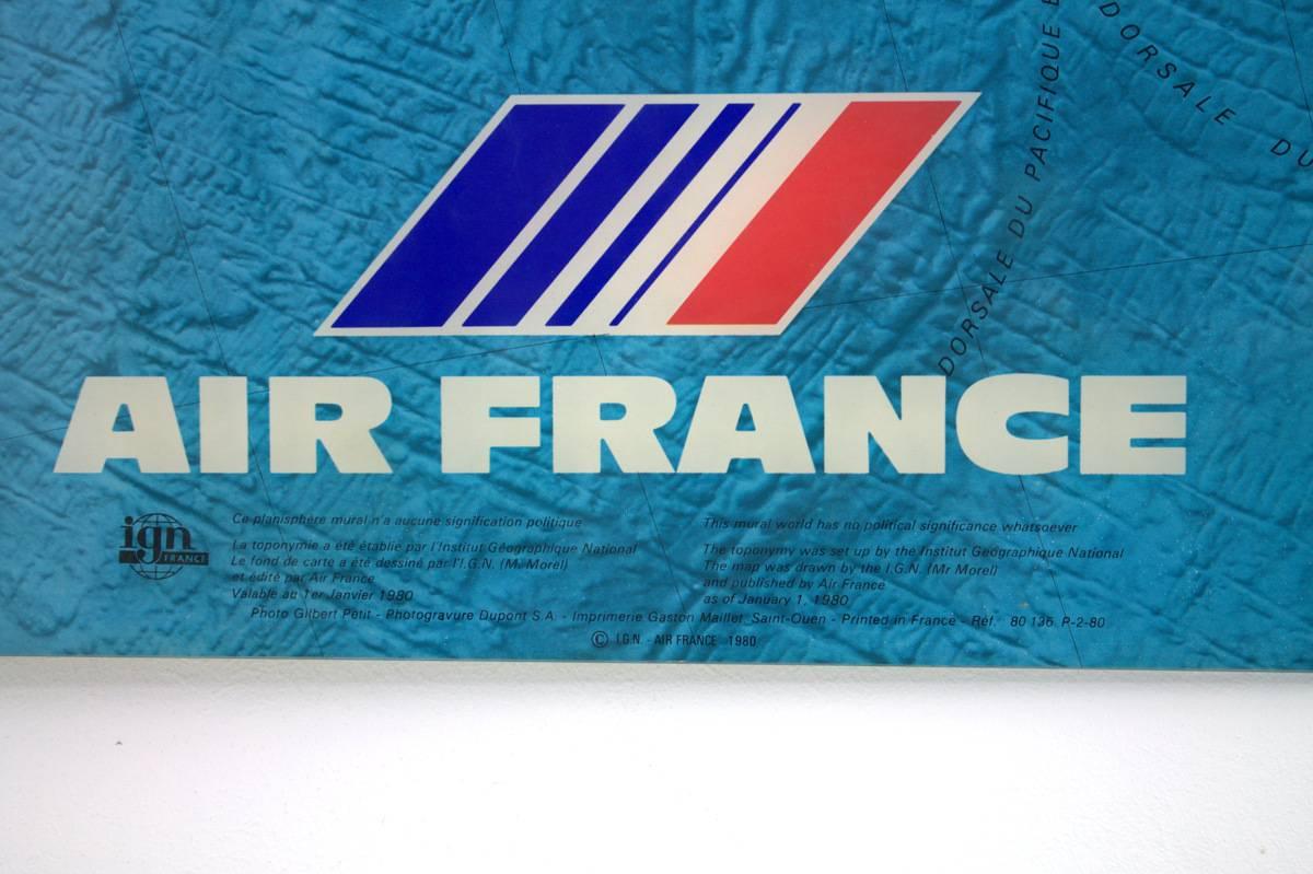 French Large Air France Map on Acrylic by M. Morel, 1980 For Sale
