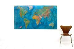 Large Air France Map on Acrylic by M. Morel, 1980