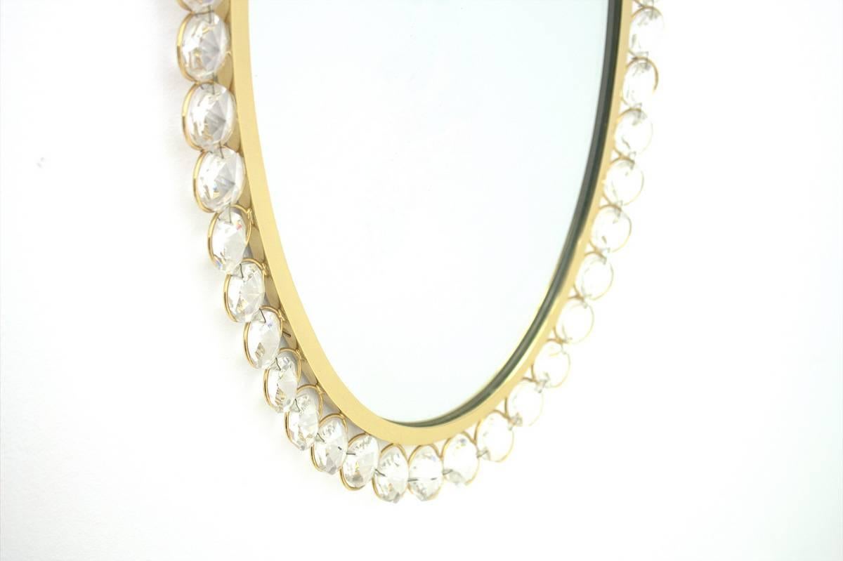 Palwa Mirror with Crystal Glass and Gilded Frame, Germany, 1960s In Good Condition In Frankfurt / Dreieich, DE