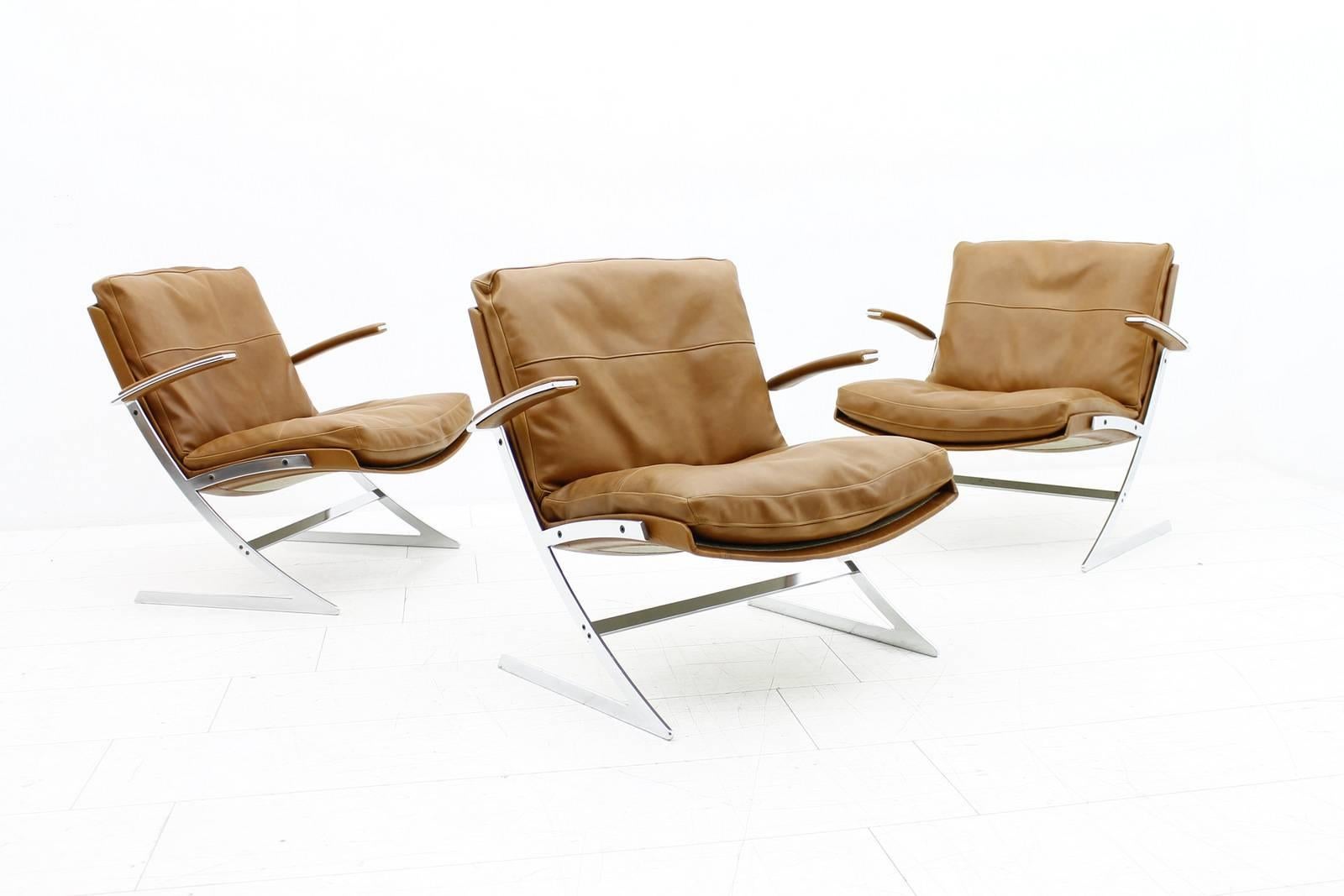Lounge Chair in Leather and Steel by Preben Fabricius for Arnold Exclusiv, 1972 2