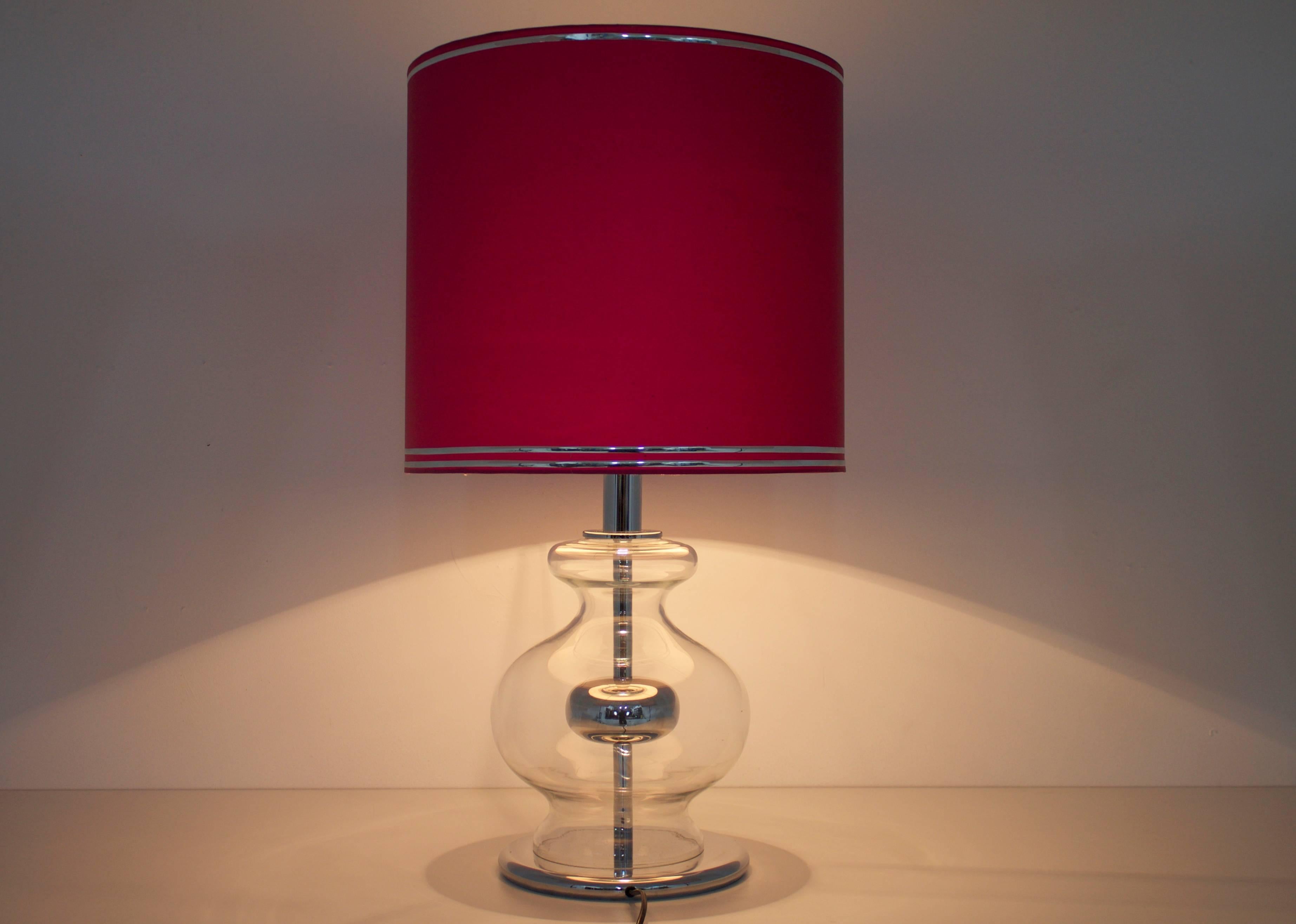 Mid-Century Modern Large Glass and Chrom Table Lamp by Richard Essig, 1970s For Sale