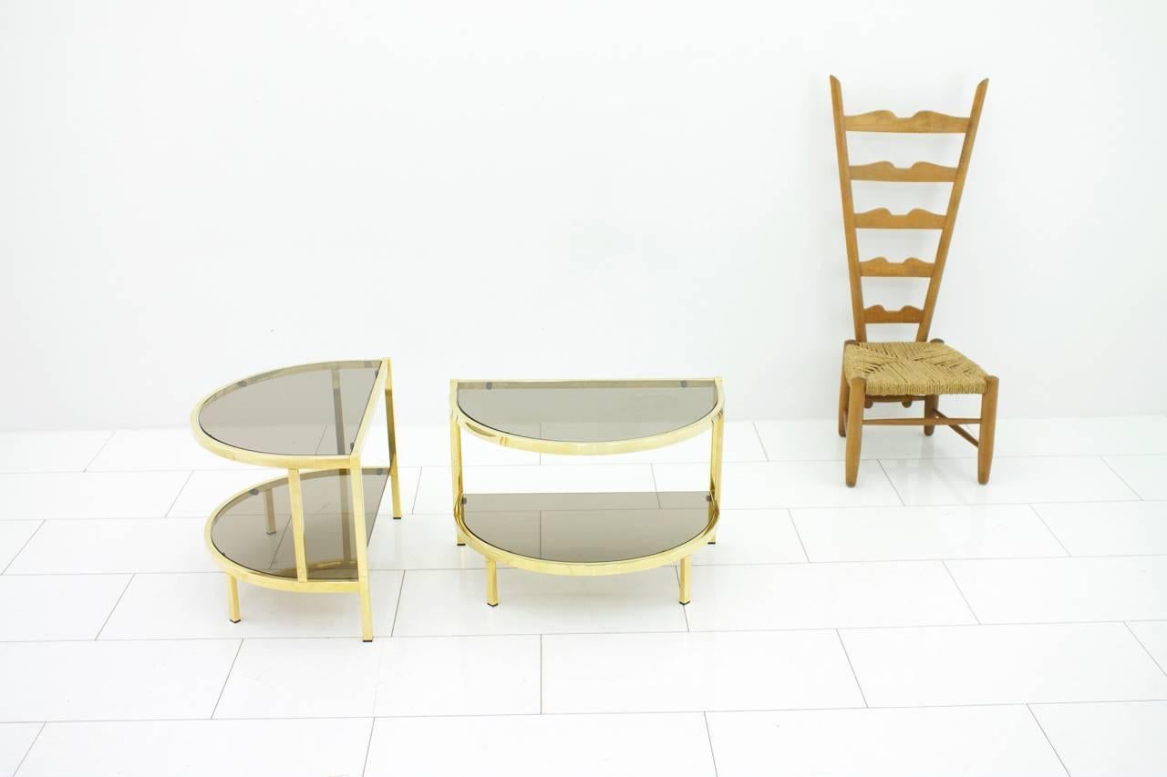 Pair of Brass and Glass Bed Side Tables, 1970s 2