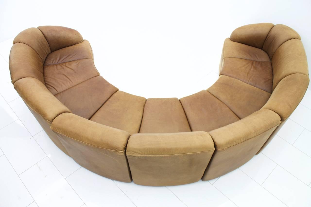 German Leather Lounge Sofa by Walter Knoll, 1960s