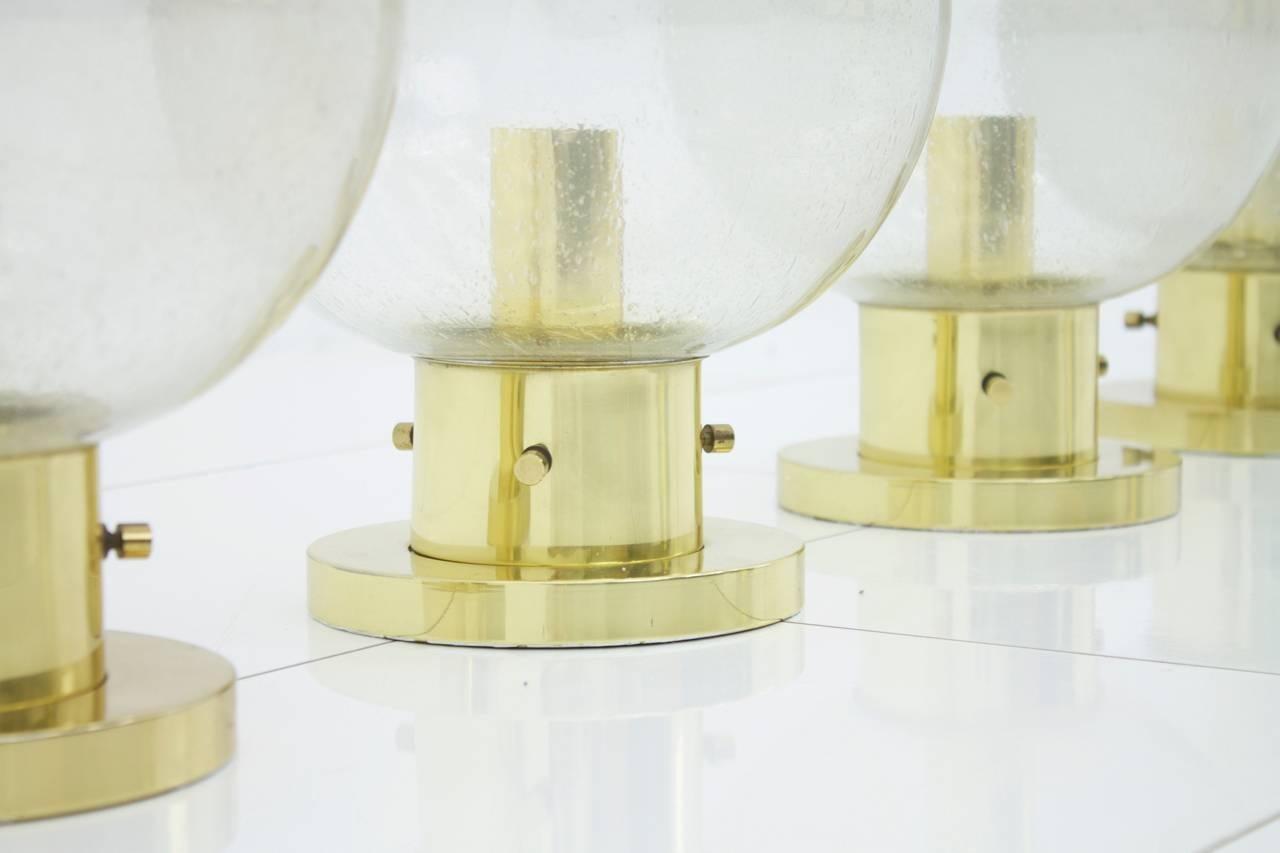 German Vintage Wall Lights in Glass and Brass by Limburg 1960s For Sale