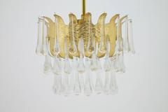 Ernst Palme Glass and Gilded Brass Chandelier for Palme, Germany 1960s