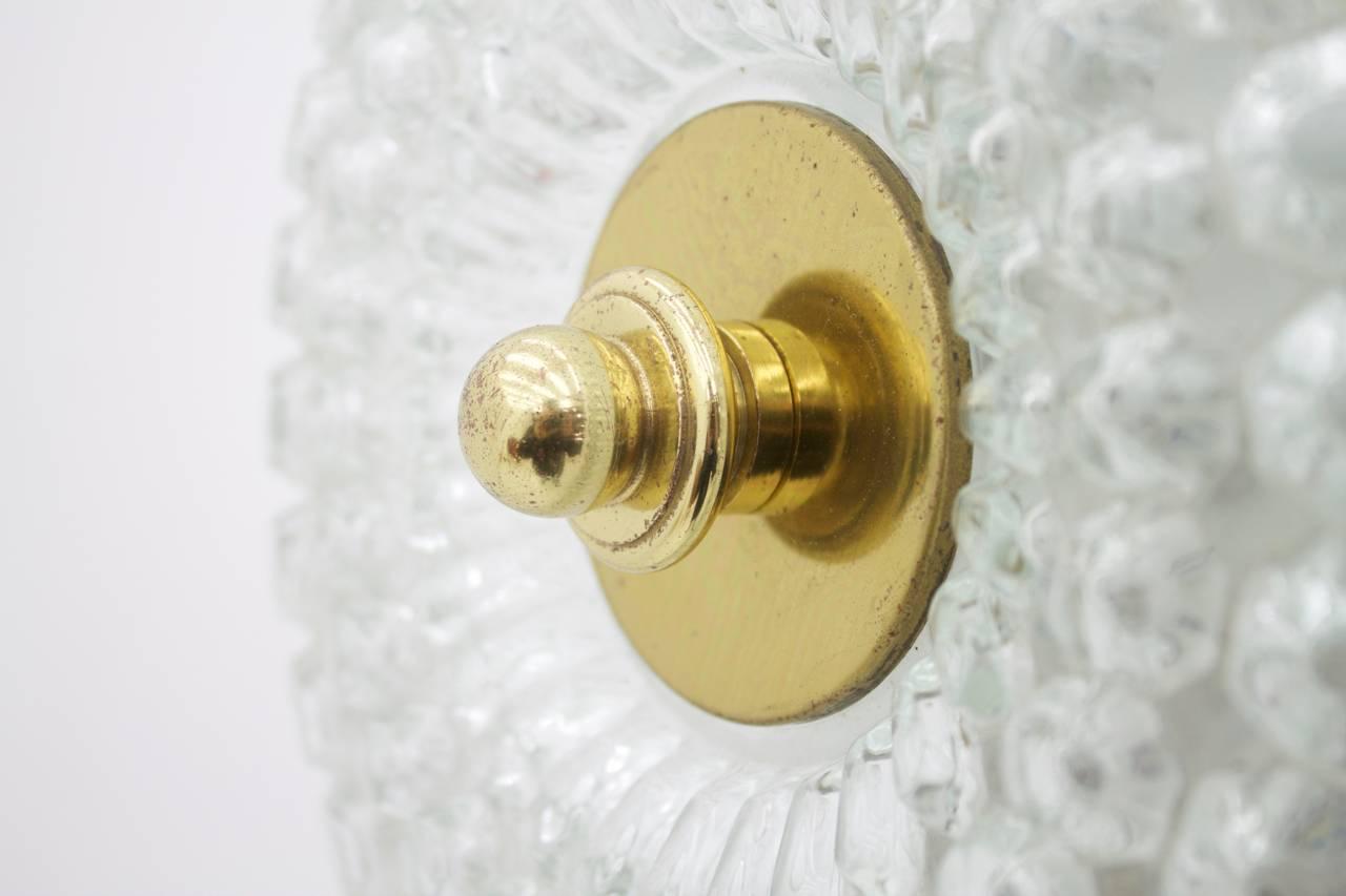 Metal Glass and Brass Flush Mount or Wall Light by Limburg, Germany, 1960s
