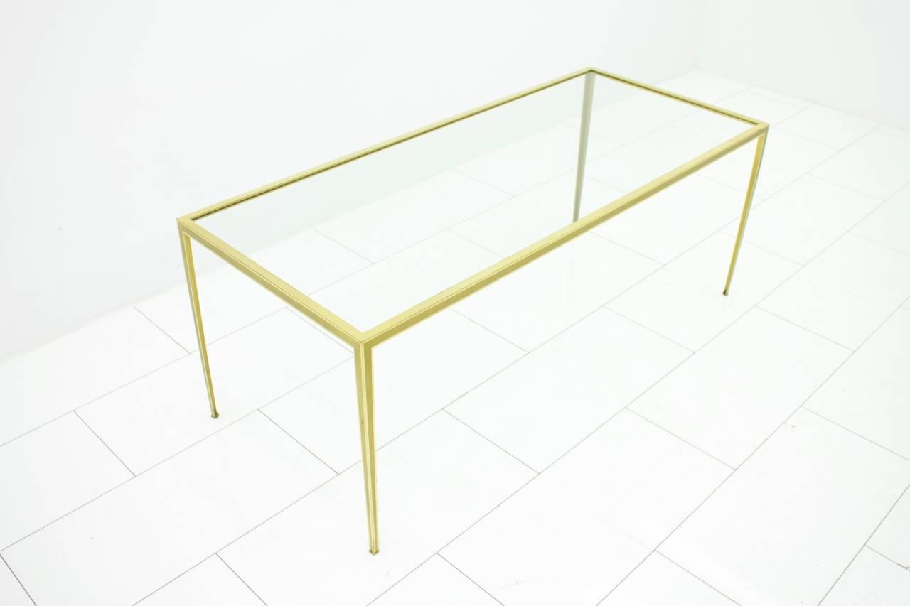 Mid-Century Modern Brass and Glass Coffee Table by Vereinigte Werkstätten, Germany 1960s For Sale
