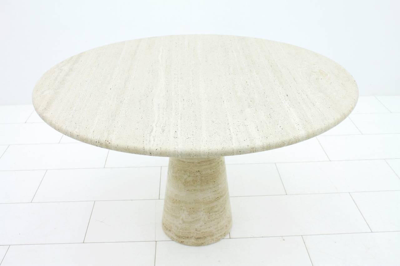 Italian Travertine Dining Table Attributed to Angelo Mangiarotti, Italy, 1970s