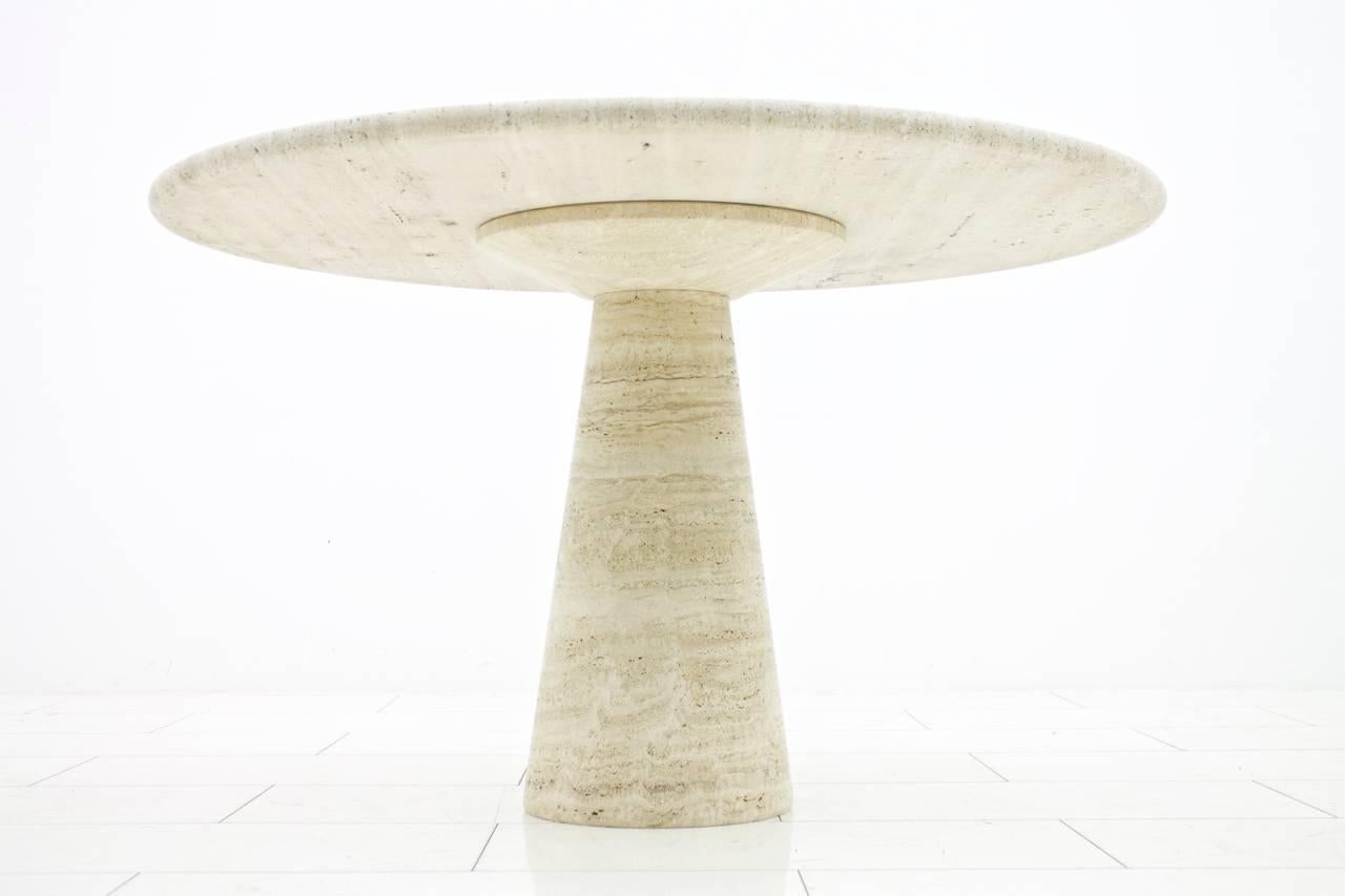 Late 20th Century Travertine Dining Table Attributed to Angelo Mangiarotti, Italy, 1970s