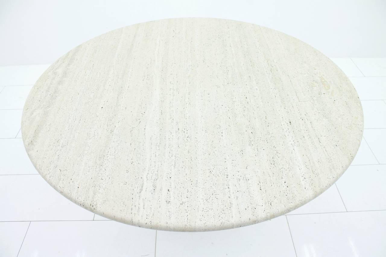 Travertine Dining Table Attributed to Angelo Mangiarotti, Italy, 1970s 2