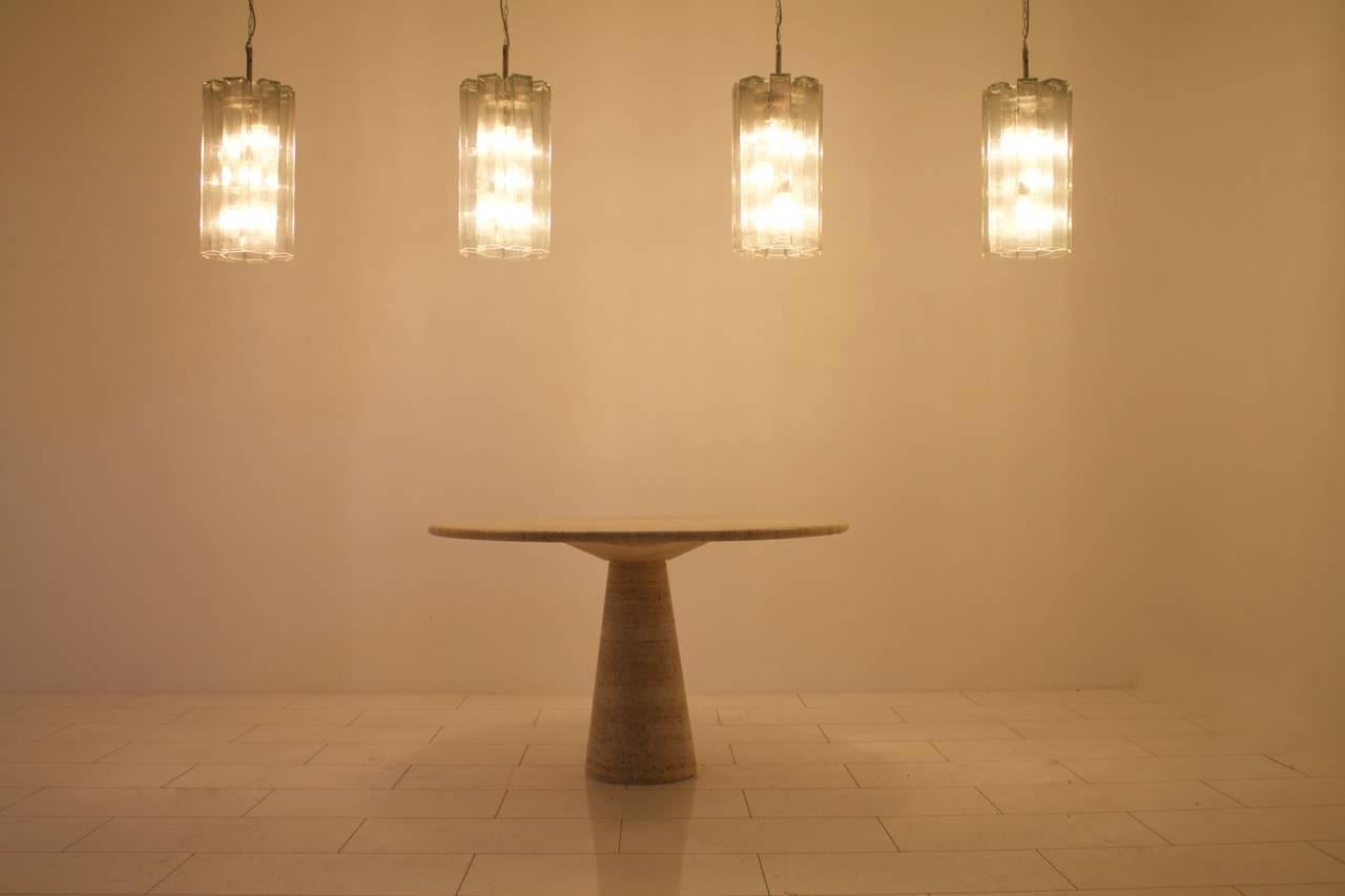 Mid-Century Modern Large Doria Ice Glass Pendants Germany 1960s Chandelier For Sale