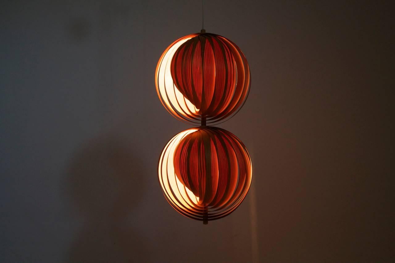 Swedish Hans Agne Jakobsson Wood Moon Lamp, 1960s