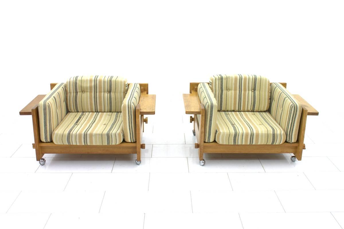 Scandinavian Modern Yngve Ekström Lounge Chairs Kontrapunkt in Oak for Swedese, Sweden 1960s