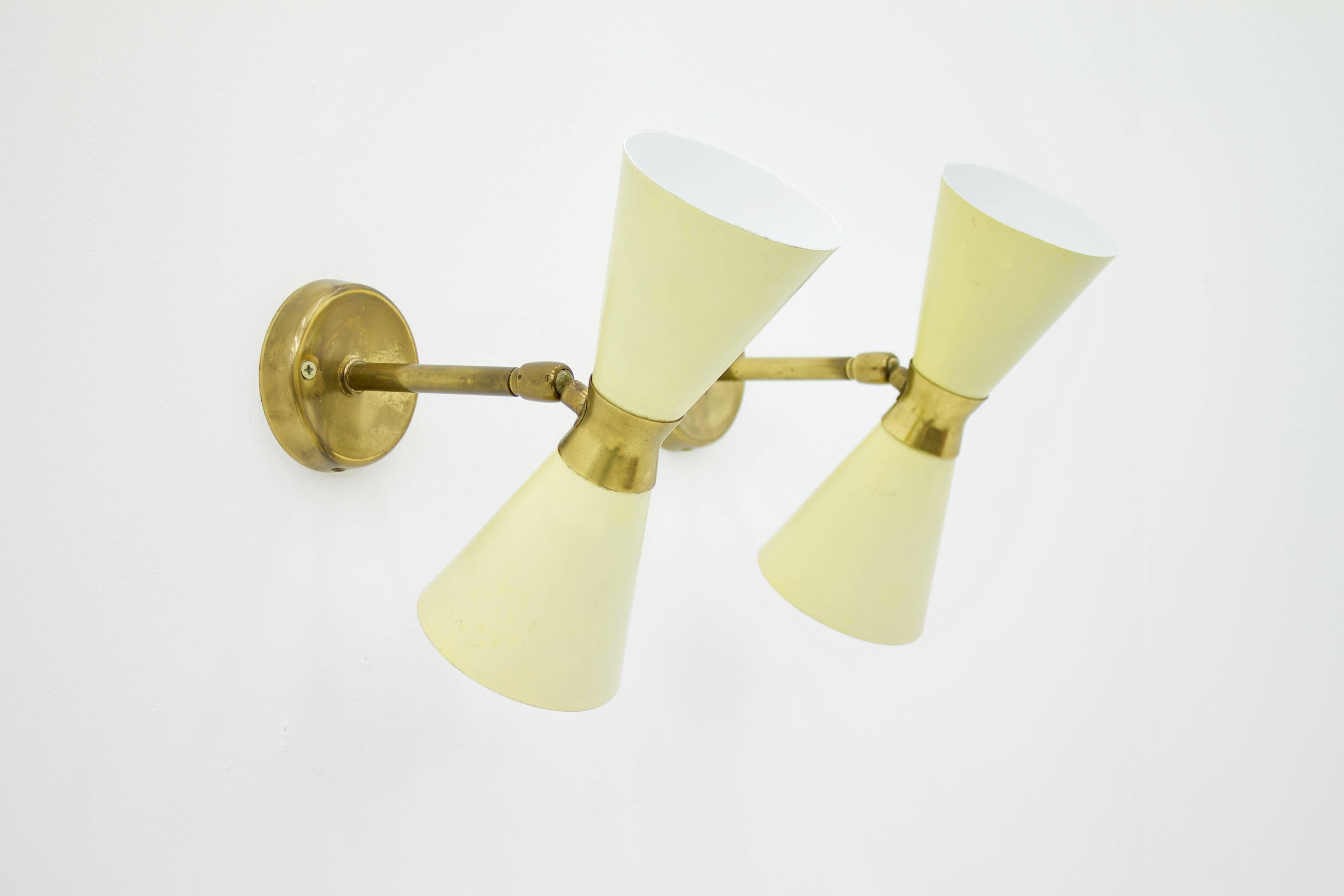 Mid-Century Modern Pair of Small Diabolo Wall Sconces, 1950s