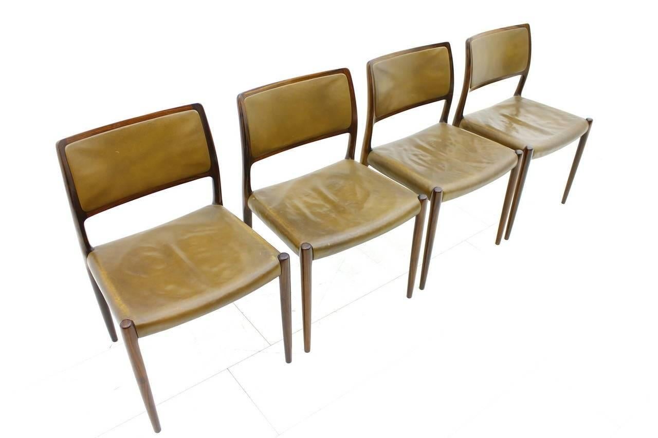Mid-20th Century Niels O. Møller Dining Room Chairs Model 80 Danish Modern For Sale