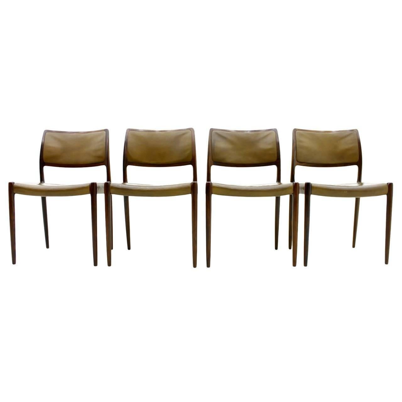 Niels O. Møller Dining Room Chairs Model 80 Danish Modern For Sale