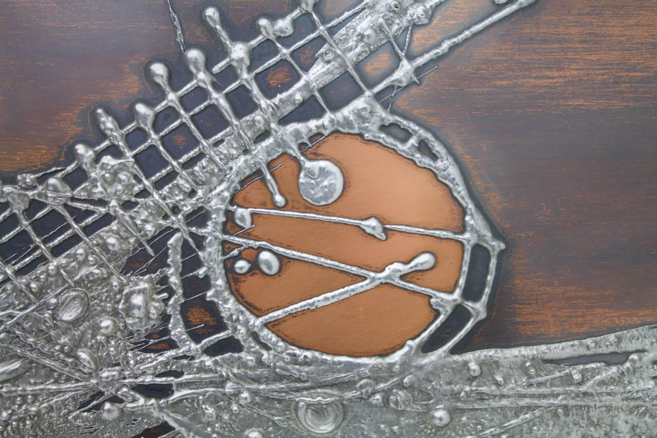 Metal Copper Panel Wall Sculpture Signed with Jung 78, Germany, 1970s For Sale