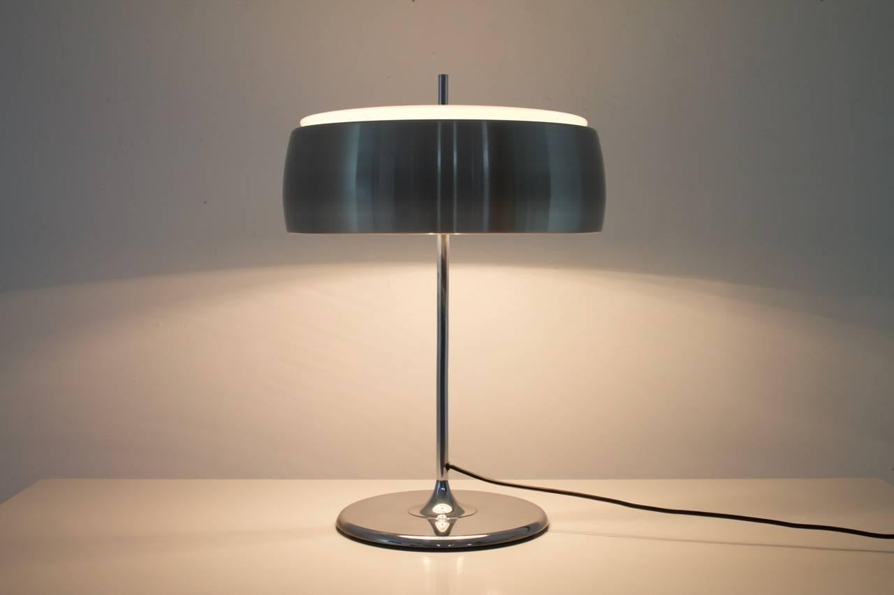 Aluminum Aluminium and Chrome Table Lamp by WILA , 1970s