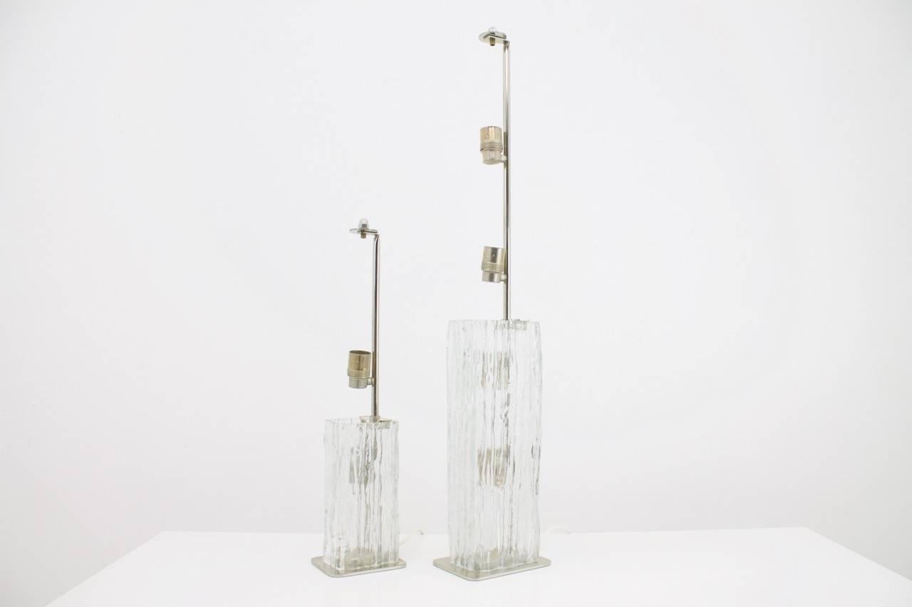 Pair of Glass Table Lamps by Kalmar, Germany 1960s In Good Condition For Sale In Frankfurt / Dreieich, DE