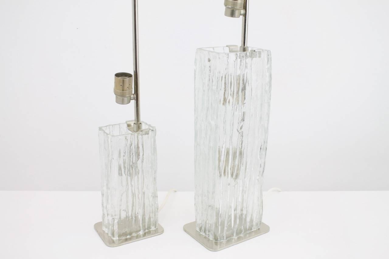 Pair of glass table lamps by Kalmar in different size, Germany 1960s.

Lamp no 1: Height 60 cm, width 11,5 cm, depth 14 cm.
Lamp no 2: Height 94 cm, width 13 cm, depth 17,5 cm.

Very good condition.


Worldwide shipping.