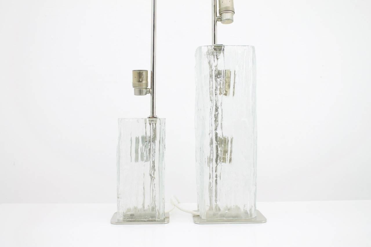 Pair of Glass Table Lamps by Kalmar, Germany 1960s For Sale 1