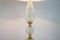 Pair of Textured Glass and Brass Table Lamps, 1960s