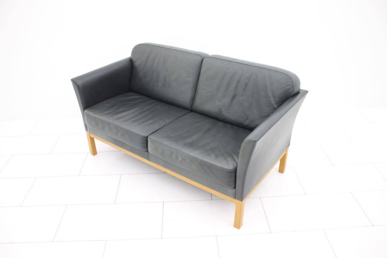 Danish Modern Two-Seat Leather Sofa For Sale 3