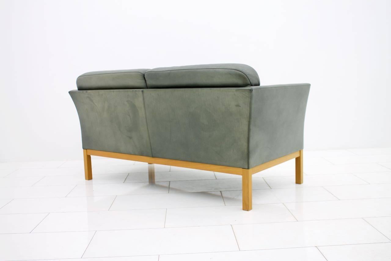 Danish Modern Two-Seat Leather Sofa For Sale 2