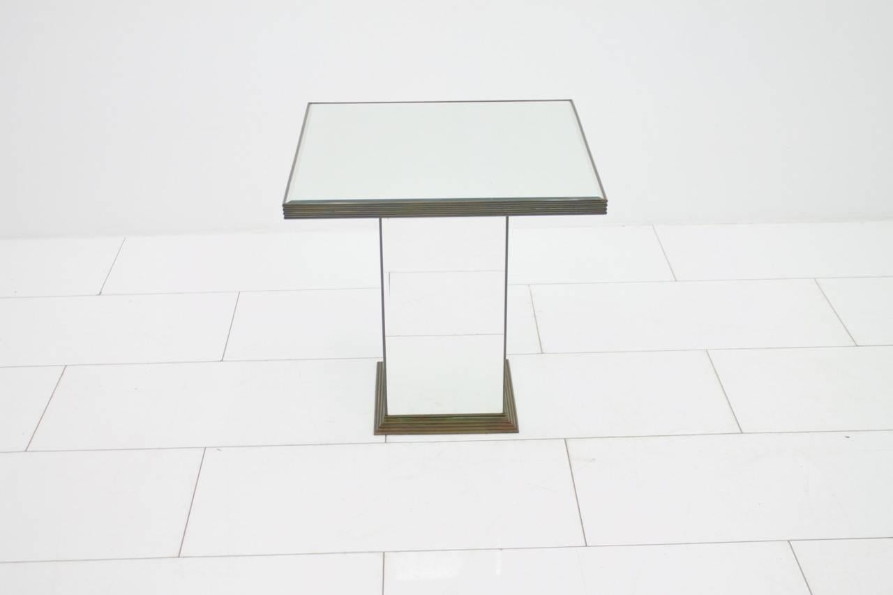 Fully Mirrored Side or End Table, France, 1970s (Hollywood Regency)