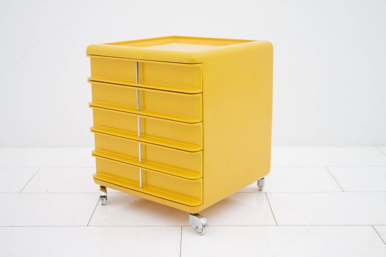 French Yellow Office Pedestal from the 1970s
