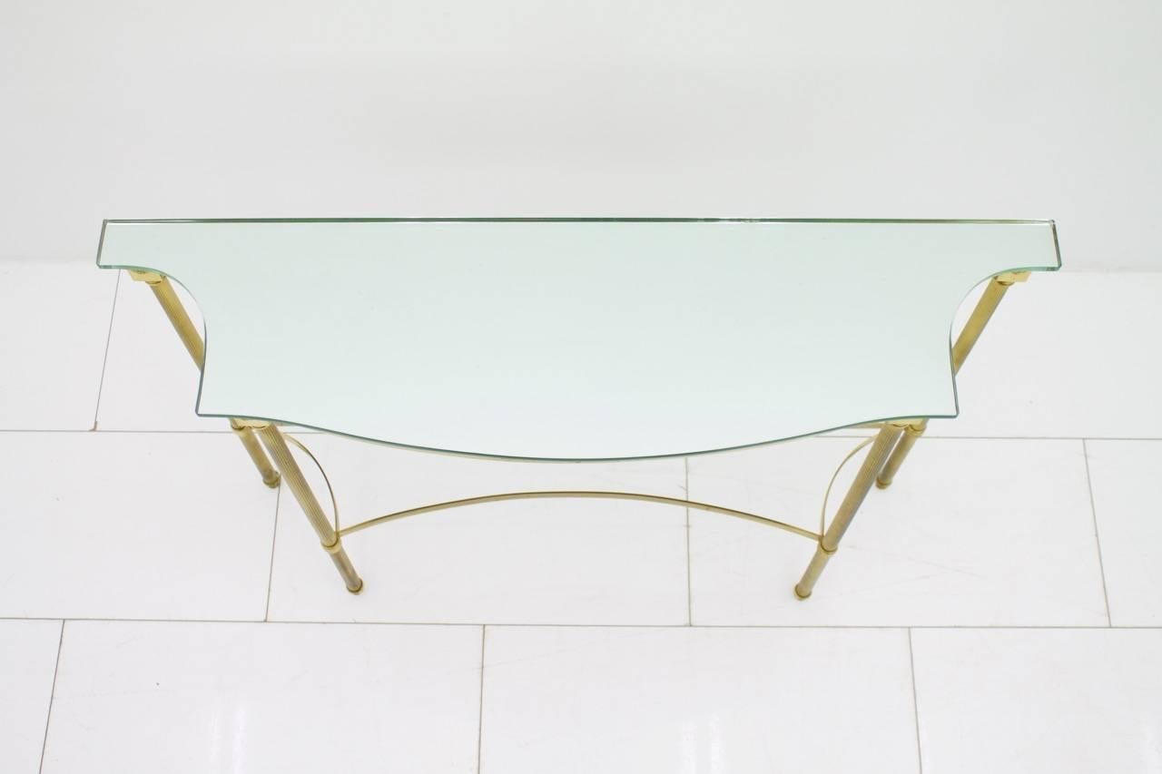 French Brass and Mirror Console, Side Table, 1960s For Sale