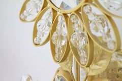 Pair of Wall Sconces Crystal Glass and Brass by Faustig Germany 1970s