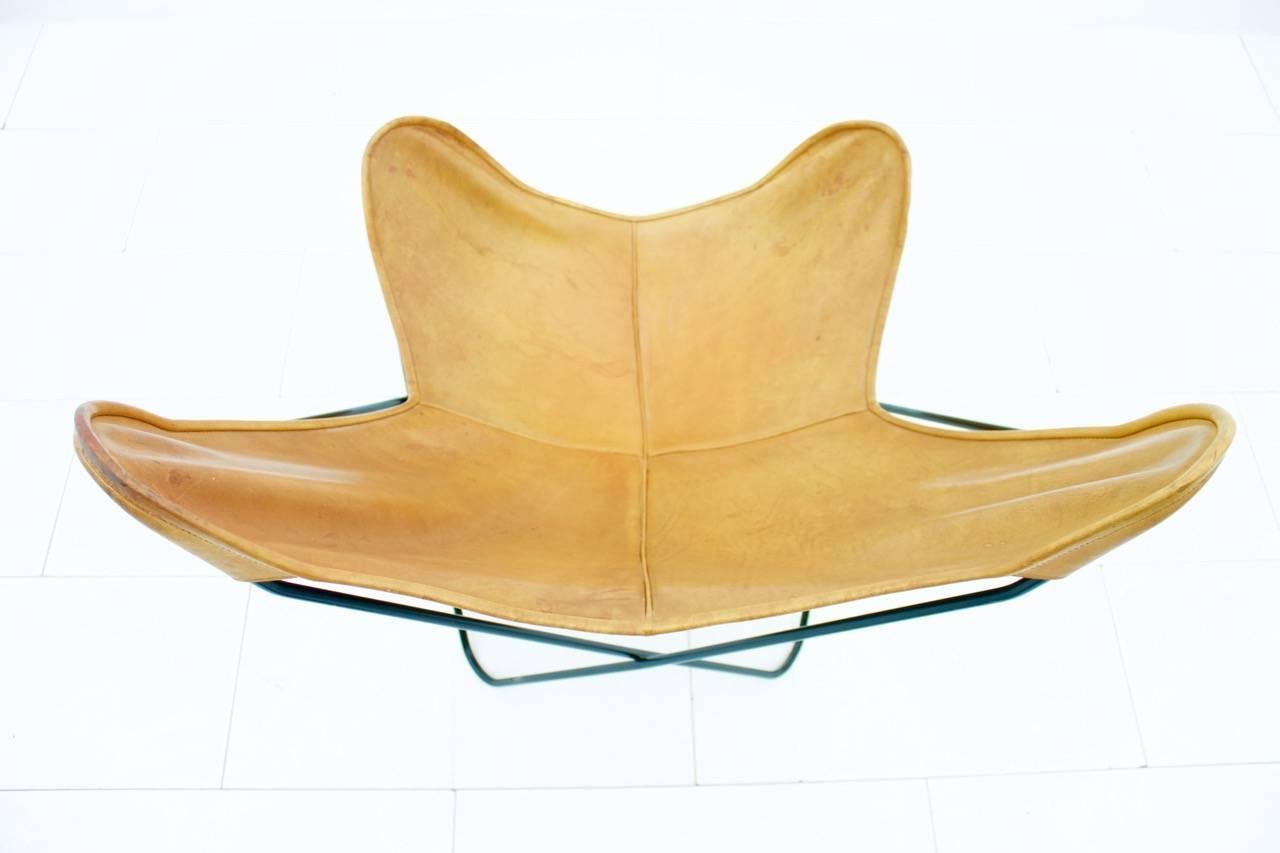 cognac leather butterfly chair