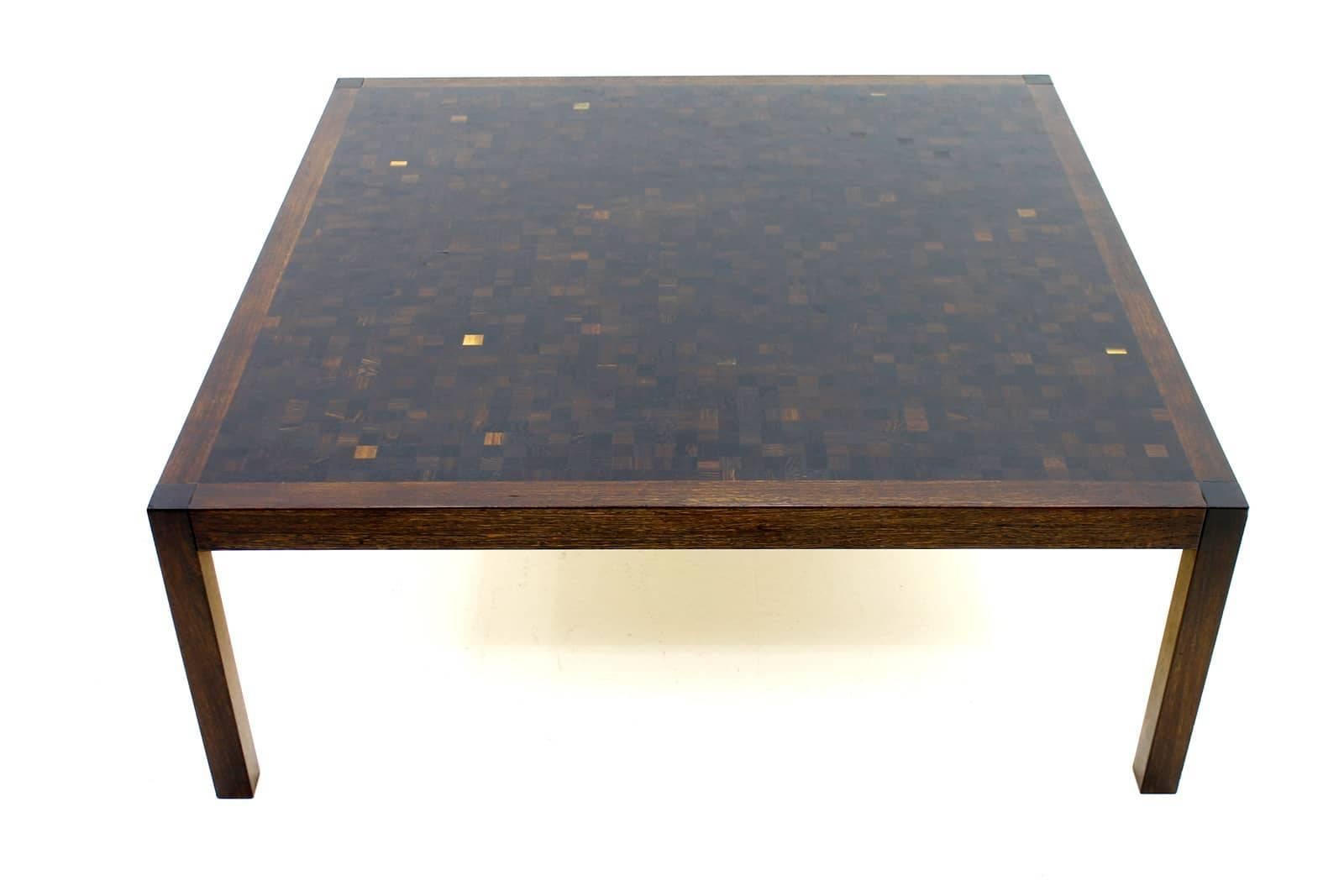 Mid-20th Century Large Mosaic Wood Coffee Table by Dieter Waeckerlin, Switzerland, 1960s For Sale