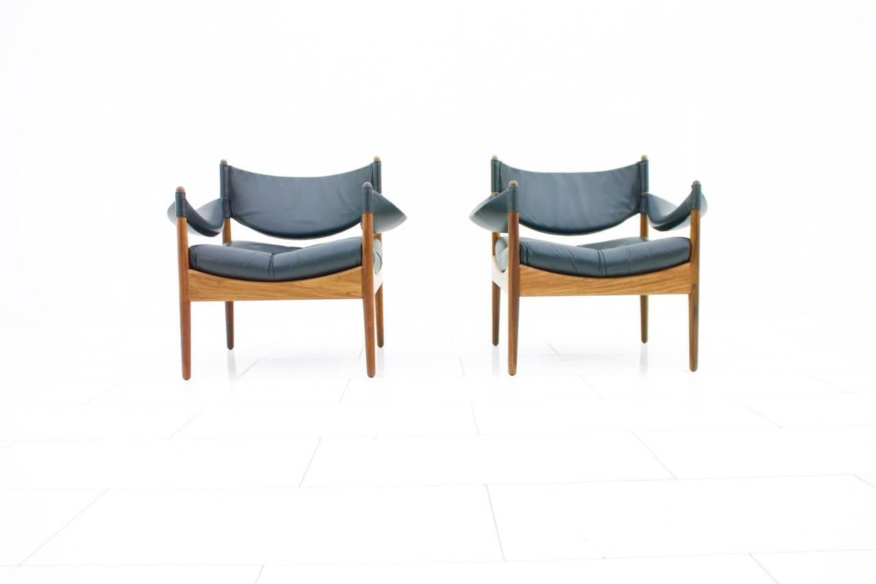 Scandinavian Modern Pair of Lounge Chairs by Kristian Solmer Vedel, Denmark, 1963