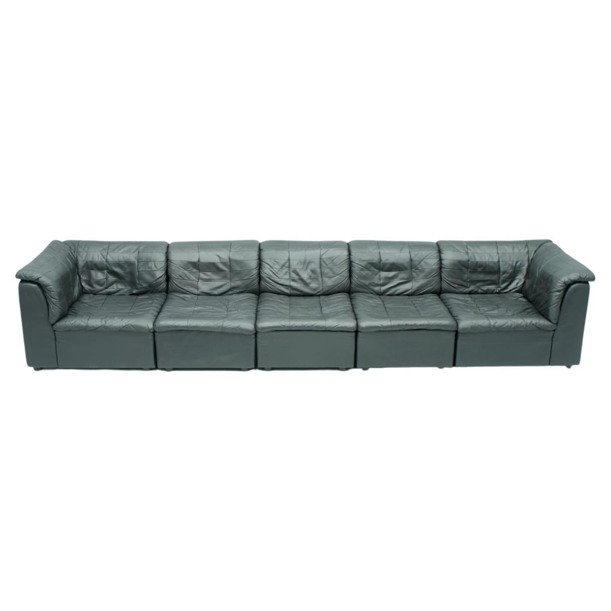 Patchwork-Sofa aus schwarzem Leder mit 5 Elementen, 1970er Jahre im Angebot